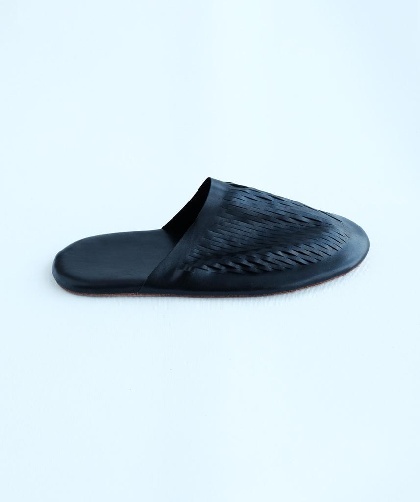 HOP MESH Black Leather Slippers