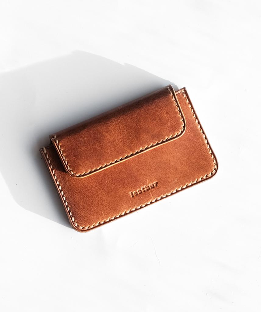 FUMI MINI Camel Leather Card Holder